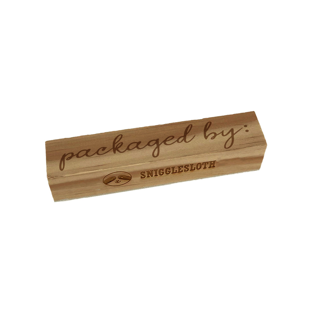 Packaged By Cursive Script Rectangle Rubber Stamp for Stamping Crafting