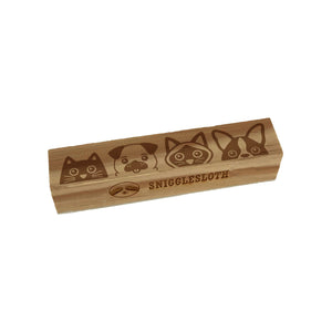 Peeking Cats & Dogs Rectangle Rubber Stamp for Stamping Crafting