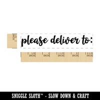 Please Deliver To Cursive Script Rectangle Rubber Stamp for Stamping Crafting