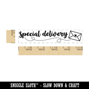 Special Delivery Script Mail Envelope with Heart Rectangle Rubber Stamp for Stamping Crafting