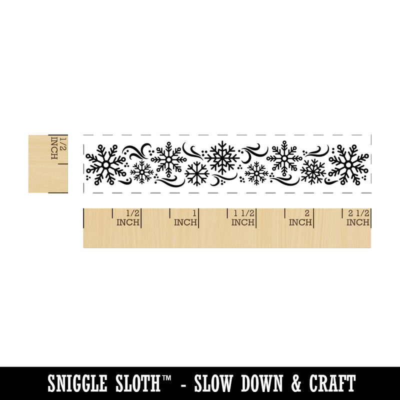 Swirling Winter Snowflakes Border Rectangle Rubber Stamp for Stamping Crafting