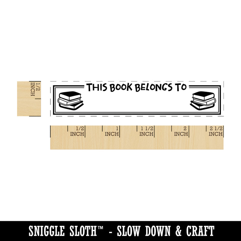 This Book Belongs to with Double Border Fill-In Rectangle Rubber Stamp for Stamping Crafting