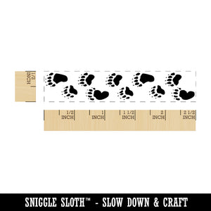Bear Tracks Animal Paw Prints Border Rectangle Rubber Stamp for Stamping Crafting