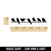 Birds Sitting on a Wire Rectangle Rubber Stamp for Stamping Crafting