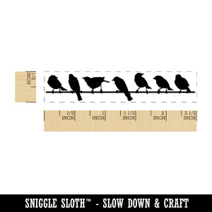 Birds Sitting on a Wire Rectangle Rubber Stamp for Stamping Crafting