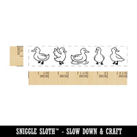 Cartoony Duck Border Rectangle Rubber Stamp for Stamping Crafting