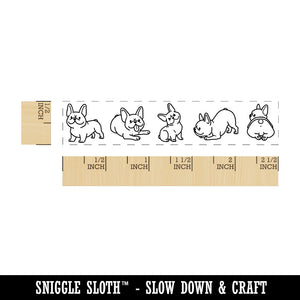 Chibi Frenchie French Bulldog Dog Border Rectangle Rubber Stamp for Stamping Crafting