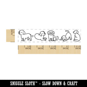 Chibi Labrador Retriever Dog Border Rectangle Rubber Stamp for Stamping Crafting