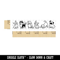Chibi Lineup of Dogs Border Rectangle Rubber Stamp for Stamping Crafting