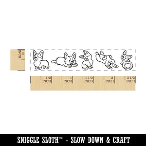 Chibi Pembroke Welsh Corgi Dog Border Rectangle Rubber Stamp for Stamping Crafting