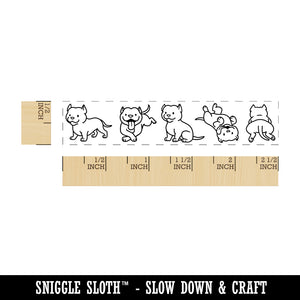 Chibi Pit Bull Bully Dog Border Rectangle Rubber Stamp for Stamping Crafting