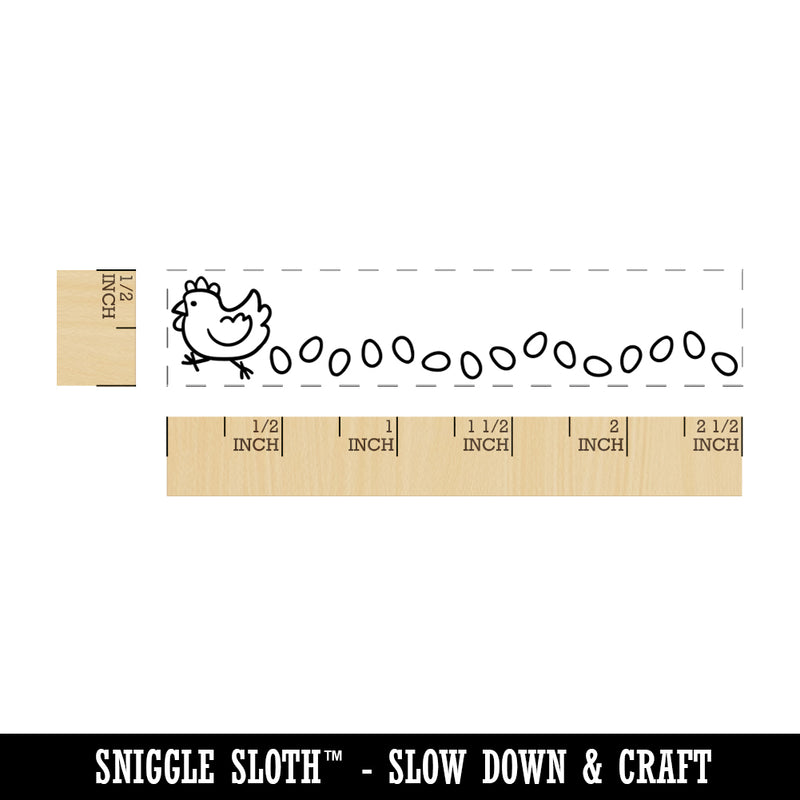 Chicken Laying Eggs in a Row Rectangle Rubber Stamp for Stamping Crafting