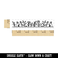 Flowers in a Row Floral Border Rectangle Rubber Stamp for Stamping Crafting