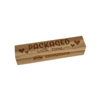 Packaged with Care Hearts Rectangle Rubber Stamp for Stamping Crafting
