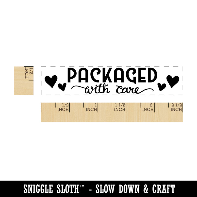Packaged with Care Hearts Rectangle Rubber Stamp for Stamping Crafting