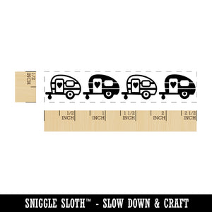 Charming Campers Alternating Border Camping Outdoors Adventure Rectangle Rubber Stamp for Stamping Crafting