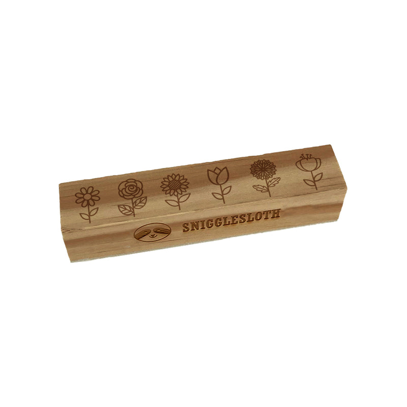 Charming Spring Flowers Border Rectangle Rubber Stamp for Stamping Crafting