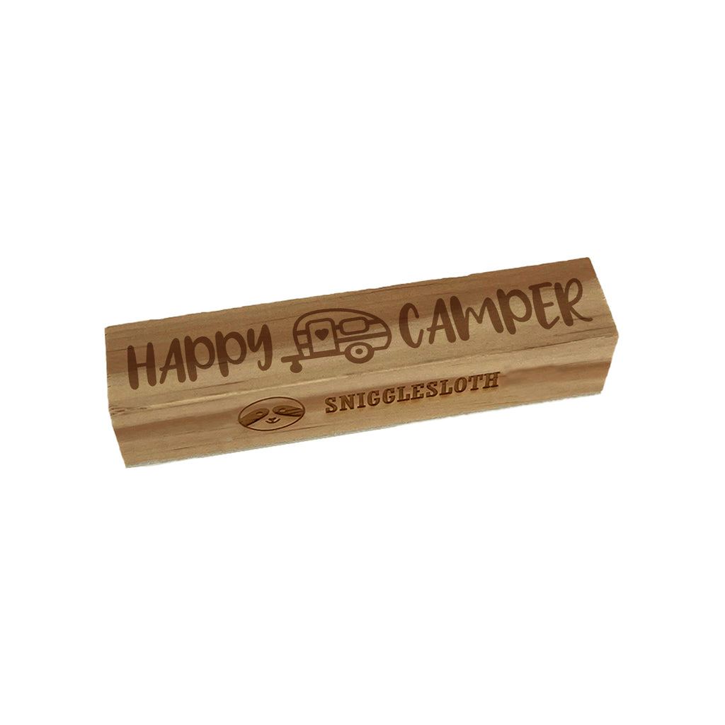Cute Sweet Happy Camper Rectangle Rubber Stamp for Stamping Crafting