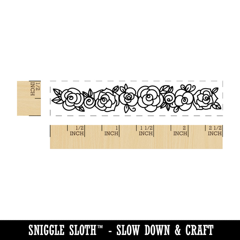 Delicate Rose Flower Clusters Rectangle Rubber Stamp for Stamping Crafting
