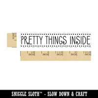 Pretty Things Inside Gift Package Happy Mail Label Rectangle Rubber Stamp for Stamping Crafting