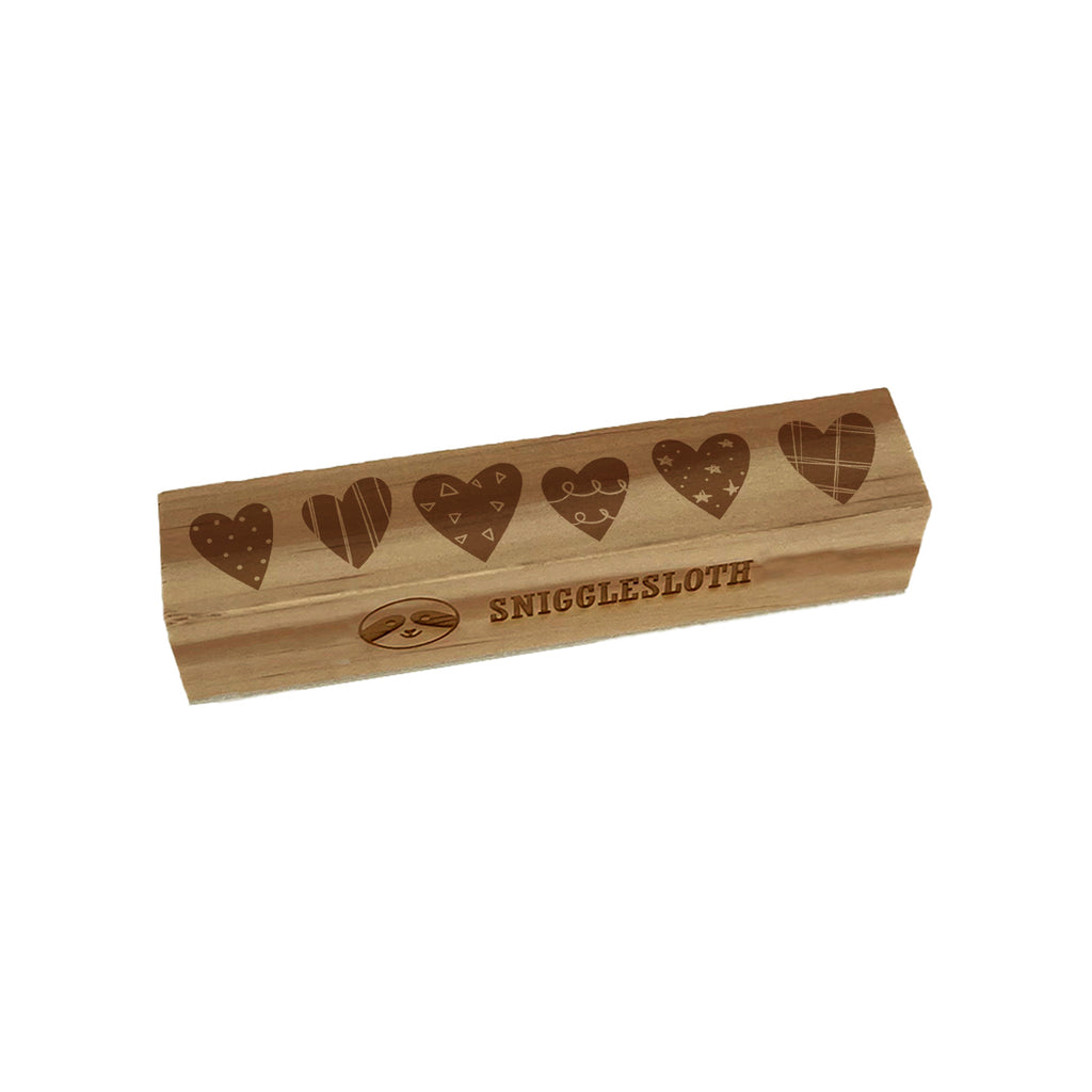 Quirky Adorable Patterned Hearts Border Love Anniversary Stationary Rectangle Rubber Stamp for Stamping Crafting