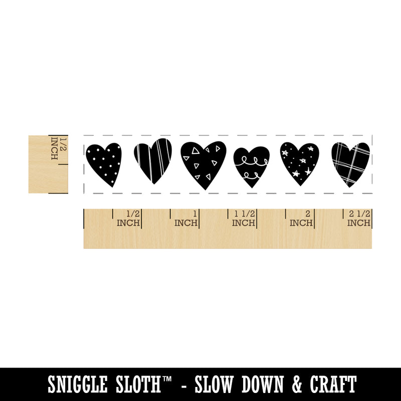 Quirky Adorable Patterned Hearts Border Love Anniversary Stationary Rectangle Rubber Stamp for Stamping Crafting