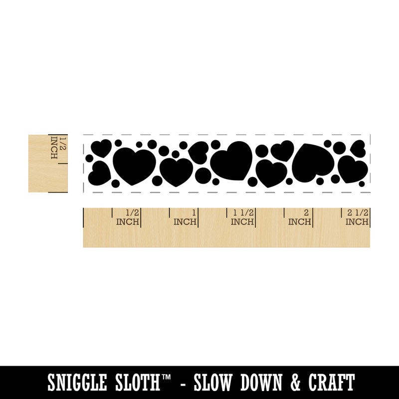 Sweet Adorable Solid Hearts and Dots for Repeating Border Rectangle Rubber Stamp for Stamping Crafting