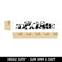 Cute Baby Panda Bear Cubs Eating and Sleeping Rectangle Rubber Stamp for Stamping Crafting