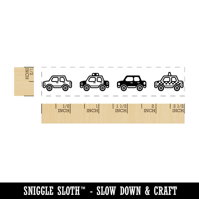 Cute Cartoon Cars Motor Vehicles Automobiles Police Taxi Rectangle Rubber Stamp for Stamping Crafting