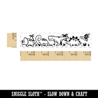 Cute Dinosaurs Triceratops Tyrannosaurus Rex Brontosaurus Pterodactyl Rectangle Rubber Stamp for Stamping Crafting