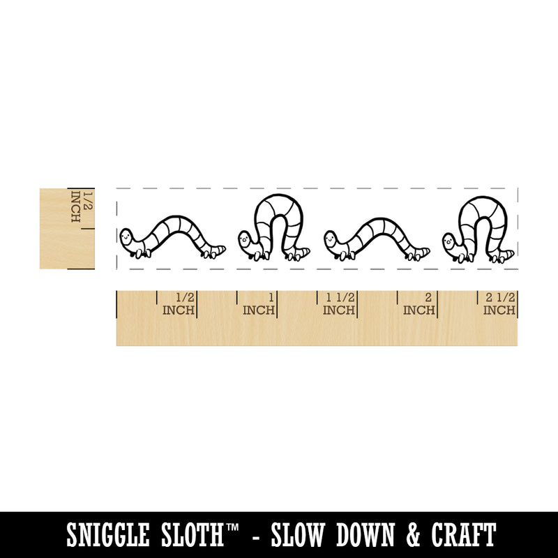 Cute Inchworm Caterpillar Scooting Along Rectangle Rubber Stamp for Stamping Crafting