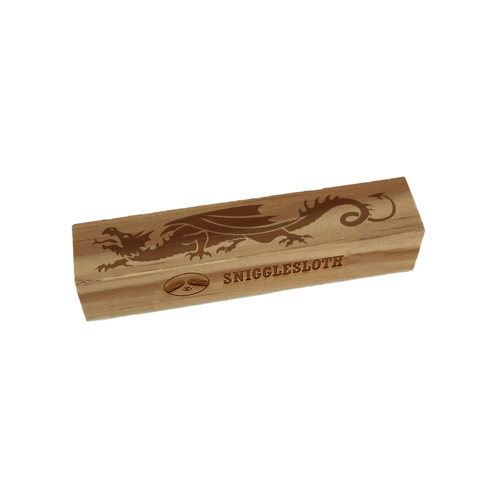European Style Heraldic Winged Dragon Wyvern Silhouette Rectangle Rubber Stamp for Stamping Crafting