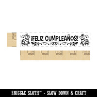 Feliz Cumpleaños Happy Birthday Spanish Banner with Pinatas Rectangle Rubber Stamp for Stamping Crafting