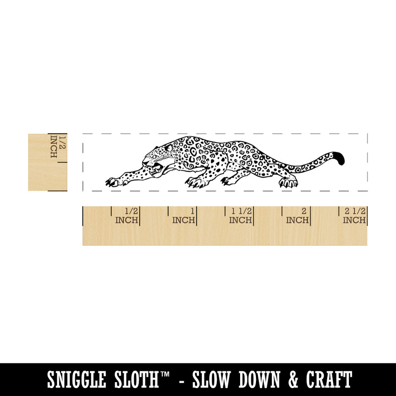 Fierce Jaguar Leopard Jungle Cat Rectangle Rubber Stamp for Stamping Crafting