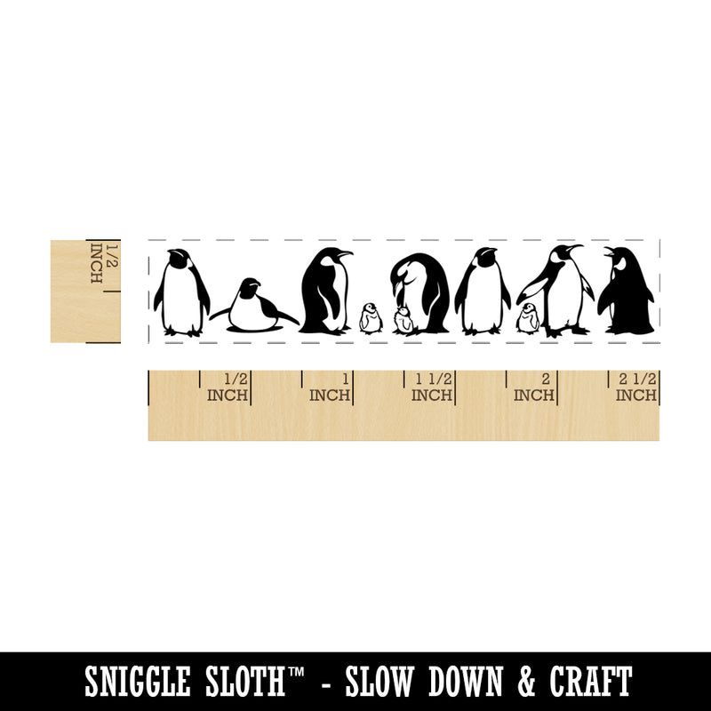 Group of Emperor Penguins Just Chilling Rectangle Rubber Stamp for Stamping Crafting