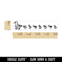 Mother Duck and Her Baby Ducklings Following Rectangle Rubber Stamp for Stamping Crafting