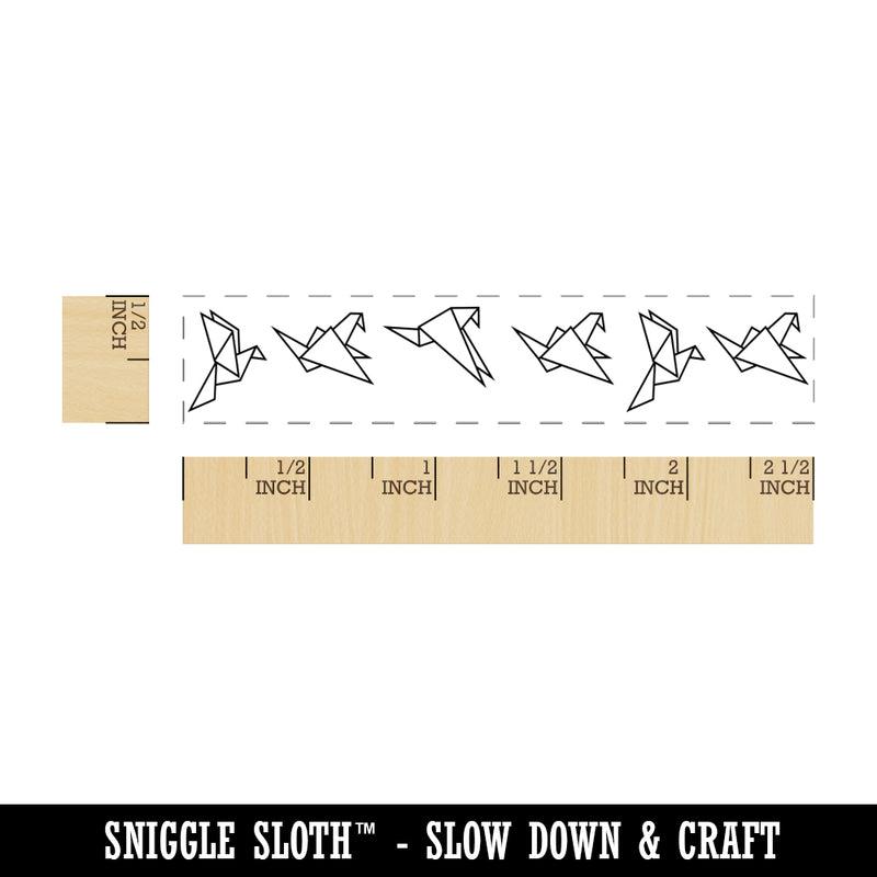 Origami Folded Paper Birds Flying Flapping Wings Rectangle Rubber Stamp for Stamping Crafting