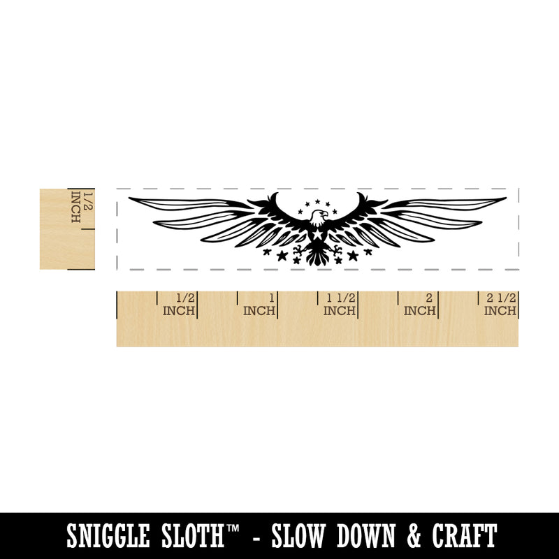 Patriotic American Eagle with Wings Spread and Stars Rectangle Rubber Stamp for Stamping Crafting