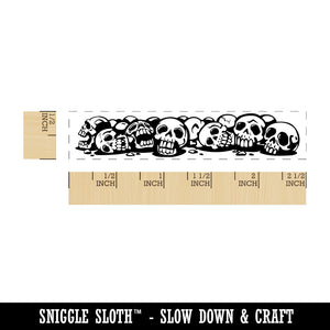 Pile of Creepy Skulls Skeleton Bones Spooky Halloween Rectangle Rubber Stamp for Stamping Crafting