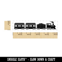 Railroad Train Locomotive with Passenger Cars Rectangle Rubber Stamp for Stamping Crafting