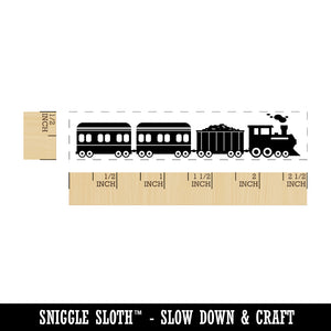 Railroad Train Locomotive with Passenger Cars Rectangle Rubber Stamp for Stamping Crafting