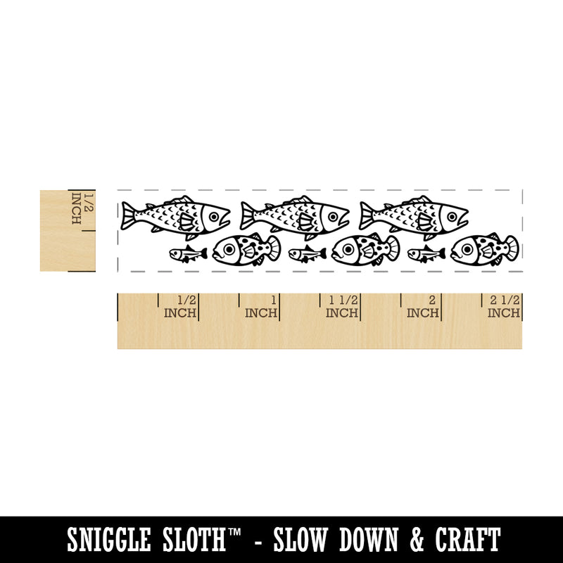 School Shoal of Fish Pattern Rectangle Rubber Stamp for Stamping Crafting