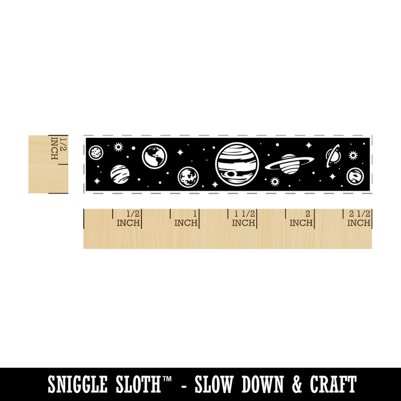 Solar System Planets and Stars Darkness of Space Rectangle Rubber Stamp for Stamping Crafting