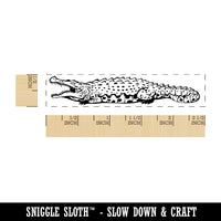 Toothy Nile Crocodile Aquatic Reptile Rectangle Rubber Stamp for Stamping Crafting