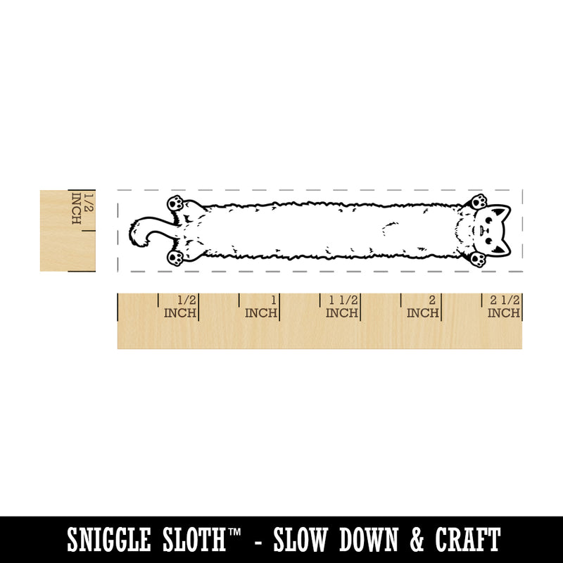Very Long Fluffy Cat Rectangle Rubber Stamp for Stamping Crafting