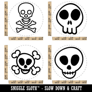 Skeleton Skull Bones Doodle Outline Rubber Stamp Set for Stamping Crafting Planners