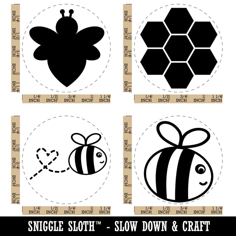 Cute Buzzy Bumble Bee Hive Honeycomb Rubber Stamp Set for Stamping Crafting Planners