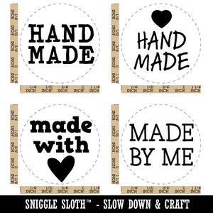 Hand Made by Me Heart Love Rubber Stamp Set for Stamping Crafting Planners