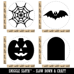 Halloween Bat Tombstone Spider Web Pumpkin Rubber Stamp Set for Stamping Crafting Planners