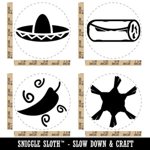 Fiesta Party Sombrero Pinata Chili Pepper Burrito Rubber Stamp Set for Stamping Crafting Planners
